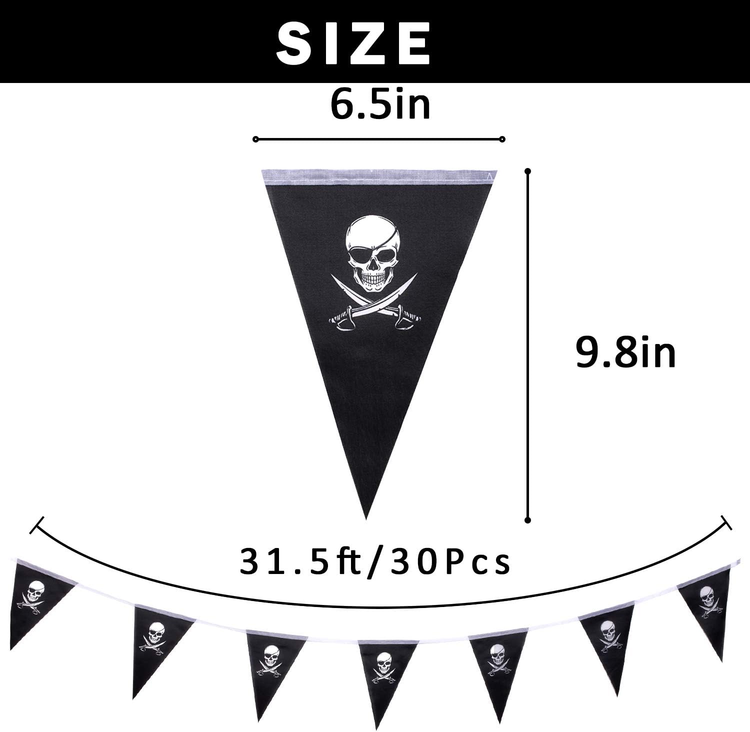 Whaline 315ft Halloween Skull Pirate Flags Bunting