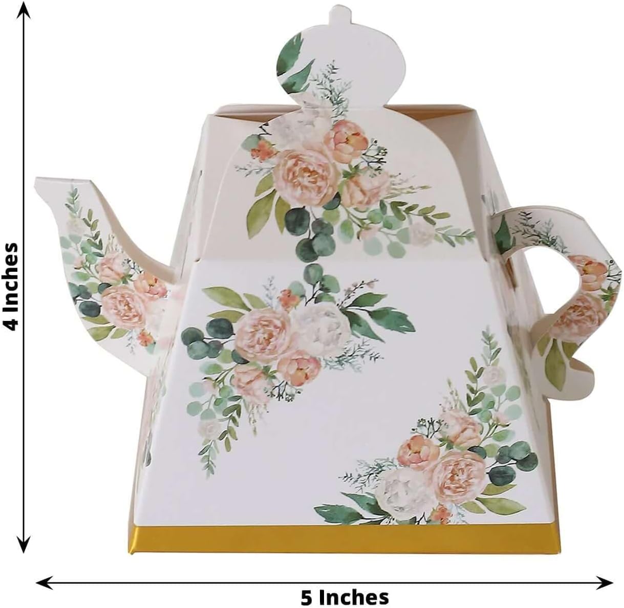 Efavormart 25 Pack Pink Peony Mini Teapot Gift Boxes with Gold Edge