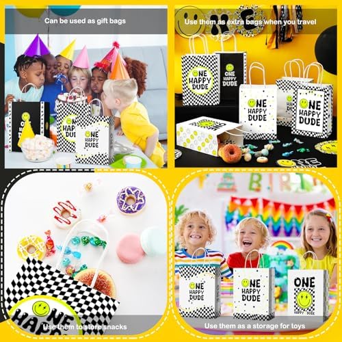 Yeaqee 24 Pcs Happy Dude Gift Bags with Handle