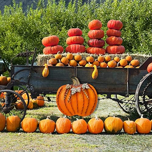 Metal Pumpkin Garden Stake - Autumn Decor Yard Sign