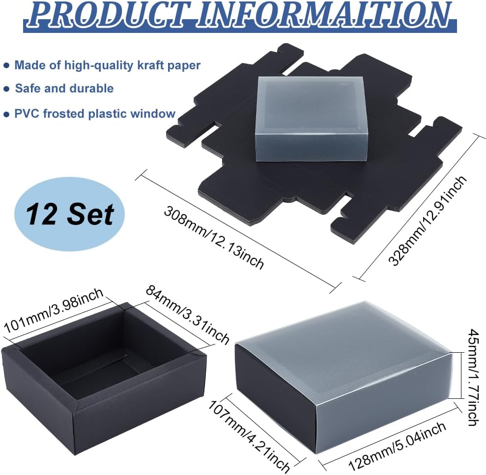 BENECREAT 12 Pack Kraft Gift Boxes with PVC Window