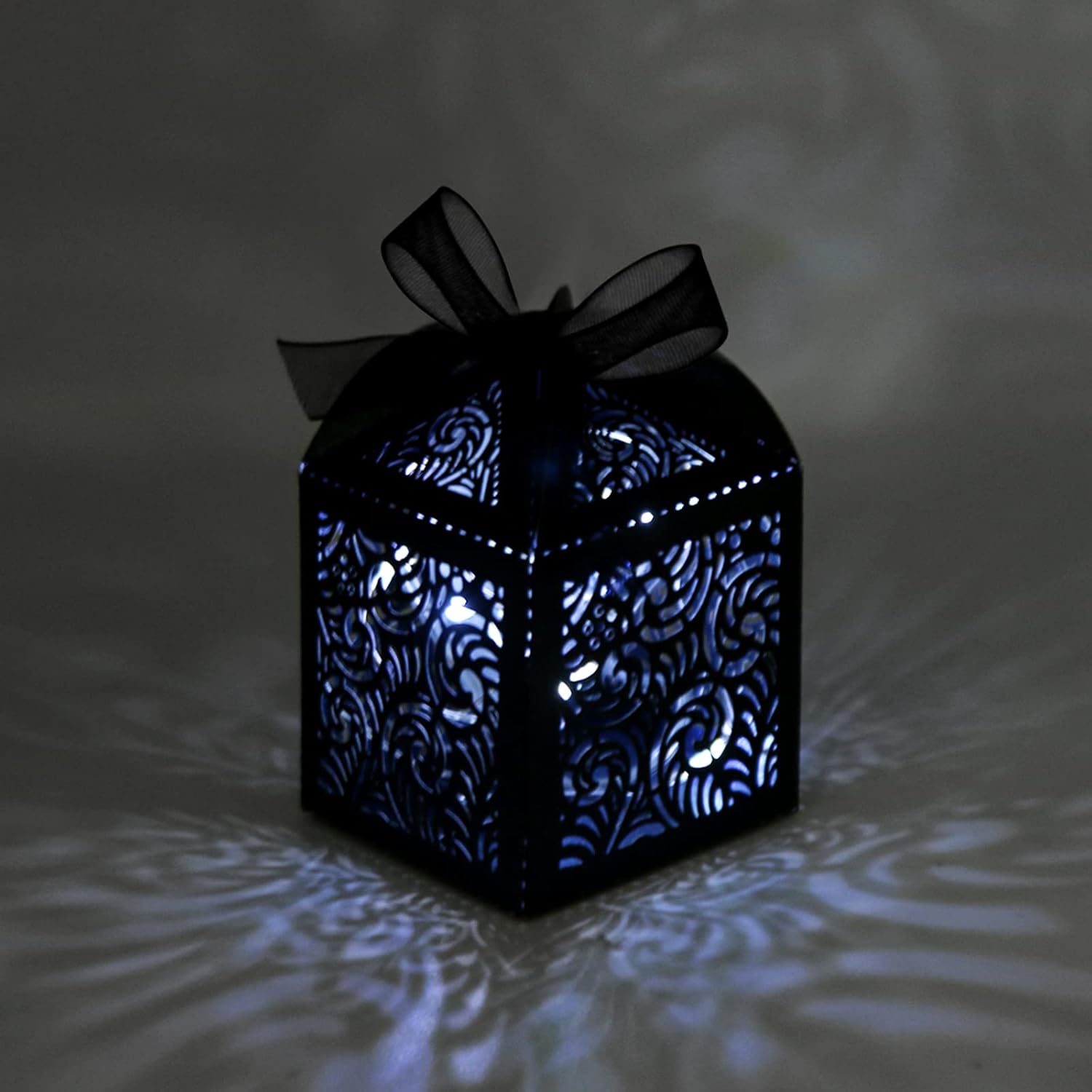 COTOPHER 100Pcs Laser Cut Black Favor Boxes