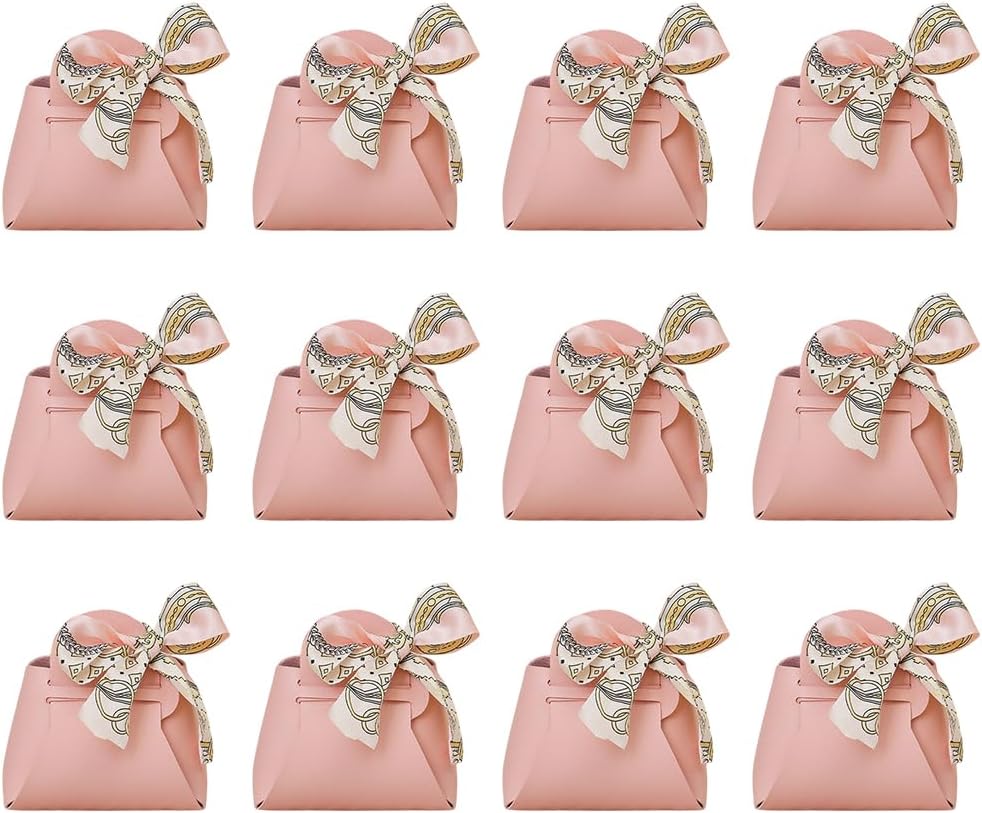 CALFOVERA 12 Pack Pink Faux Leather Gift Bags