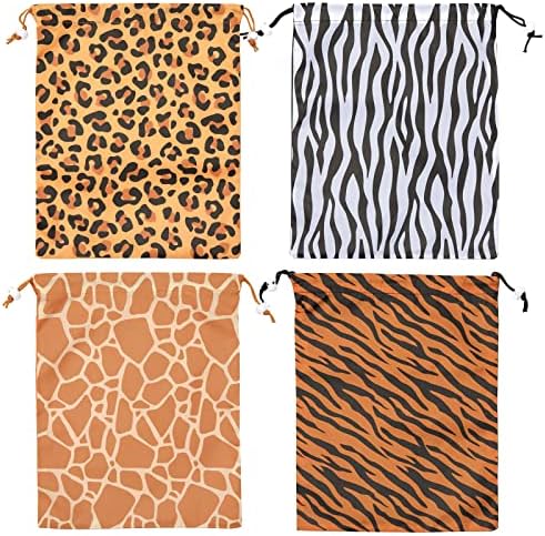 Blue Panda 12 Pack Animal Print Drawstring Gift Bags
