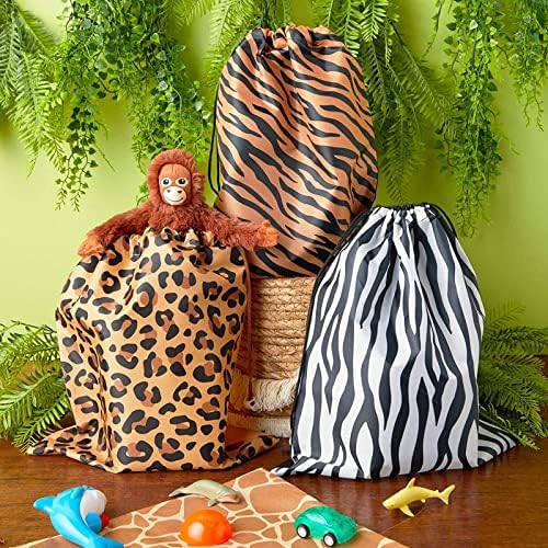 Blue Panda 12 Pack Animal Print Drawstring Gift Bags