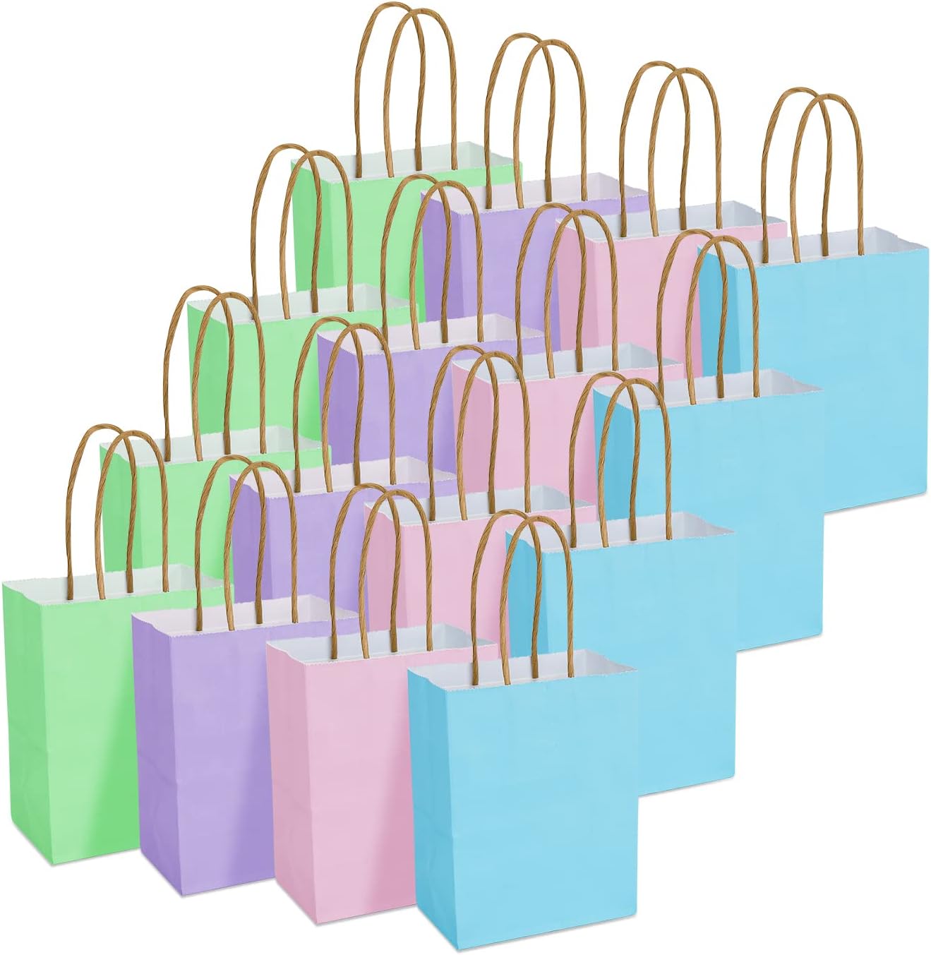 60 Pack Mini Rainbow Gift Bags with Handles