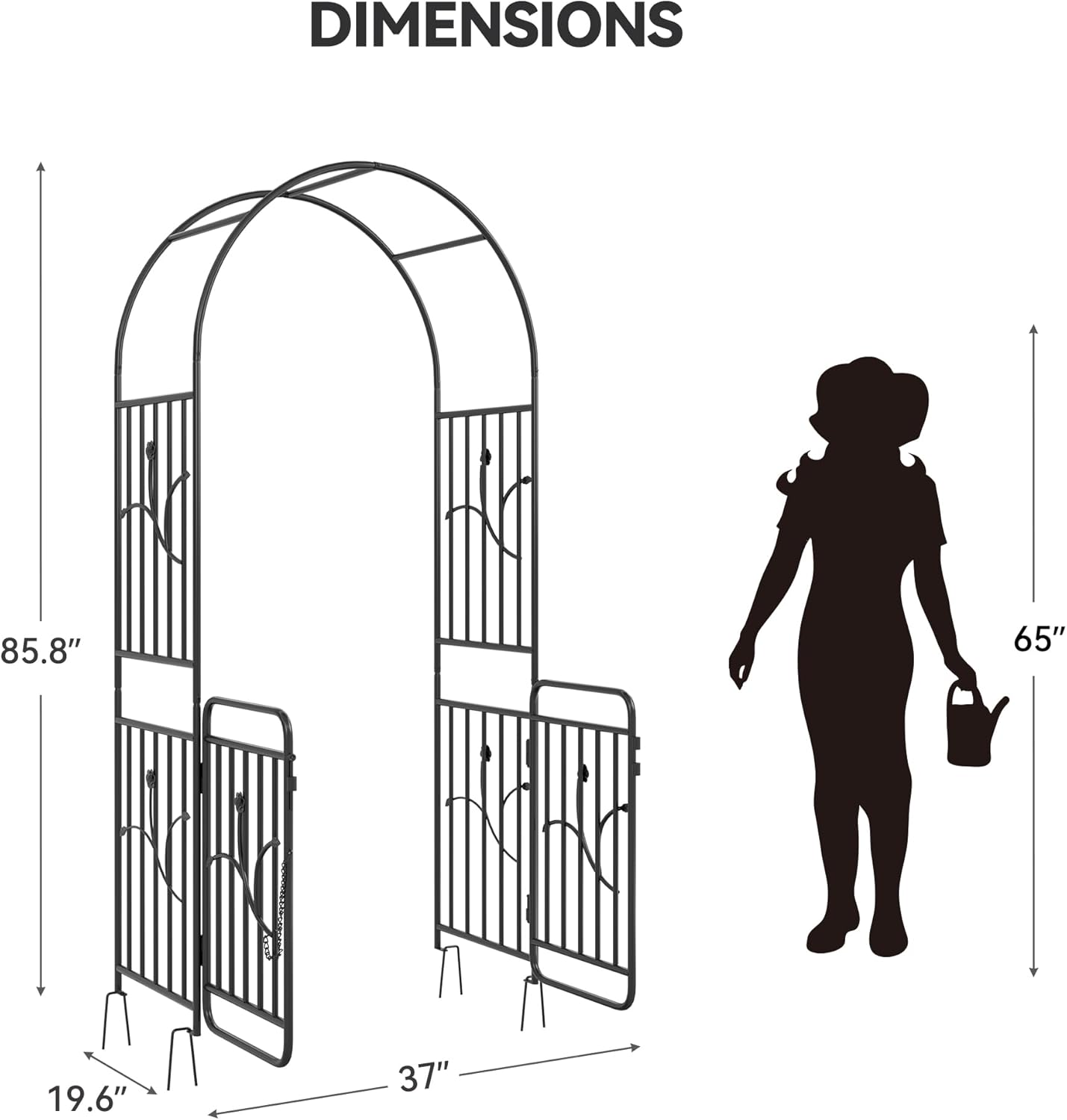 YITAHOME Metal Garden Arbor with Gate