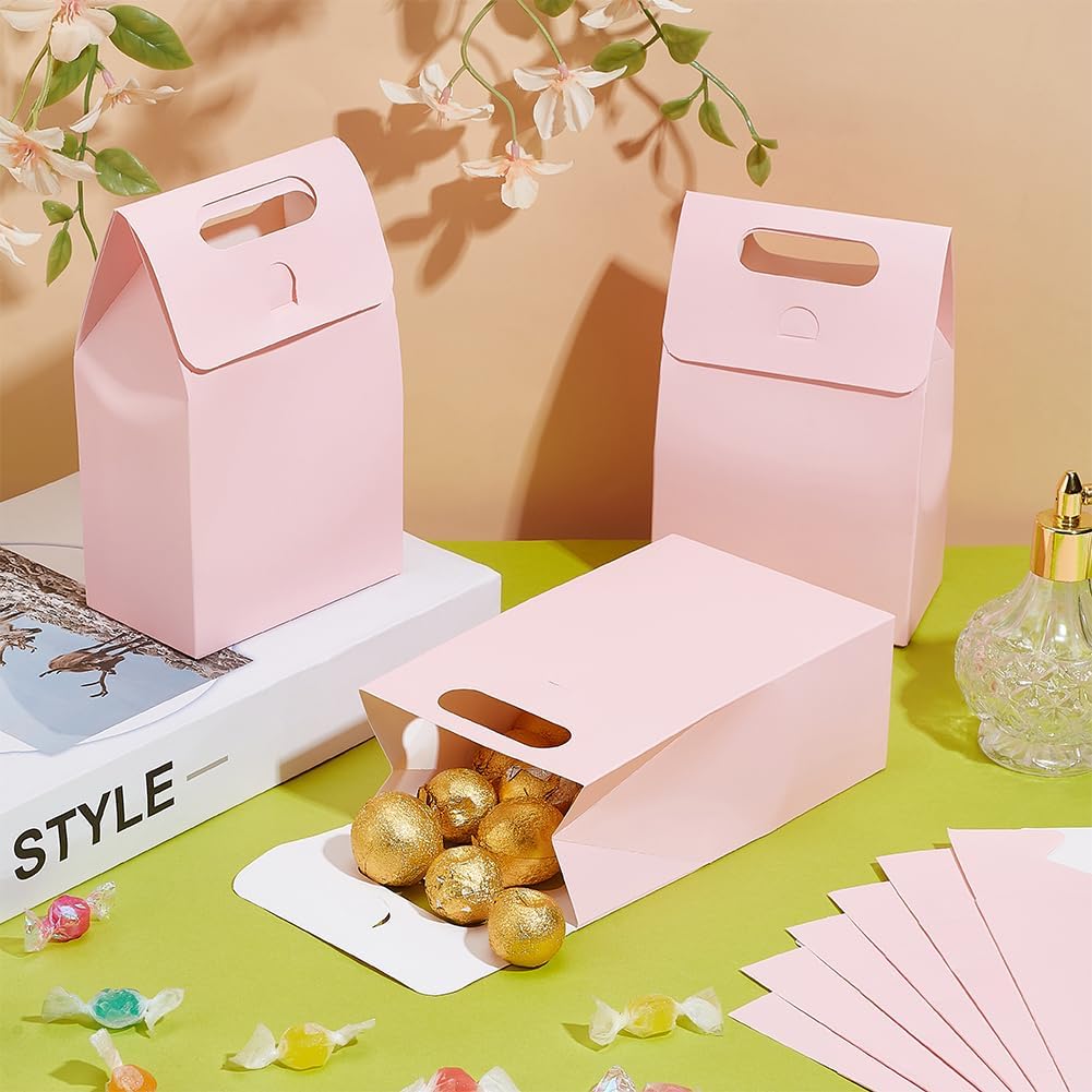 PH PandaHall 24 Pack Pink Gift Boxes with Handles