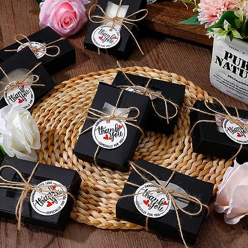 Kosiz 100 Pcs Soap Boxes with Clear Windows Black Gift Packaging