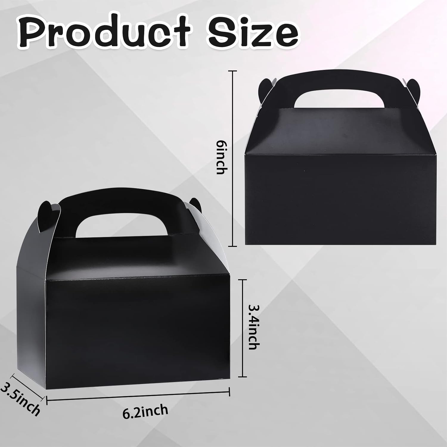 24Pcs Black Gable Candy Boxes with Handles