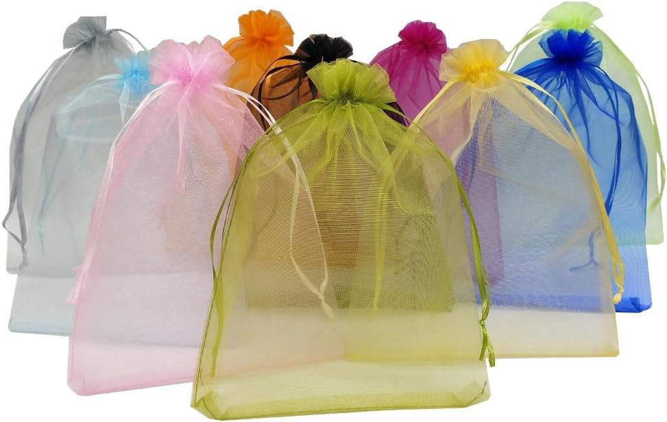 Ankirol 50pcs Large Sheer Organza Gift Bags Drawstring Pouches