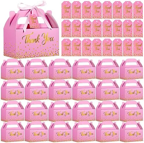 Qilery 24 Thank You Treat Boxes with Card and Ribbon