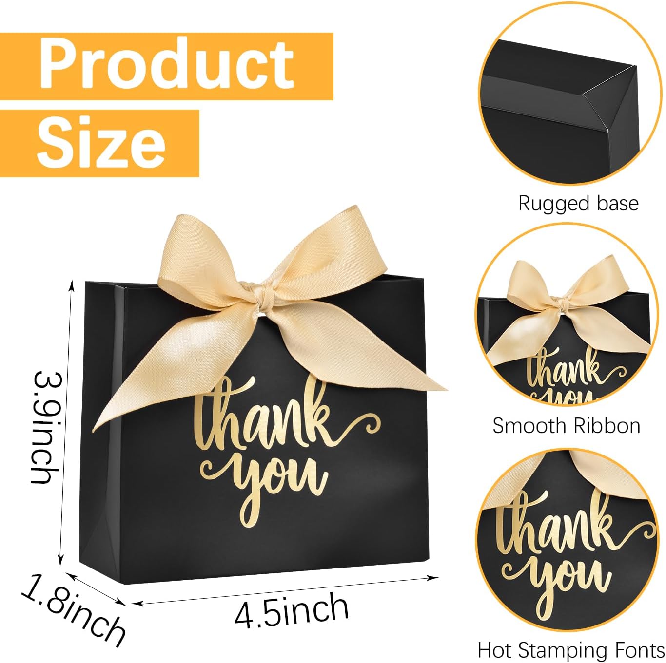 DECHISY 60 Pack Black Mini Gift Bags with Ribbon