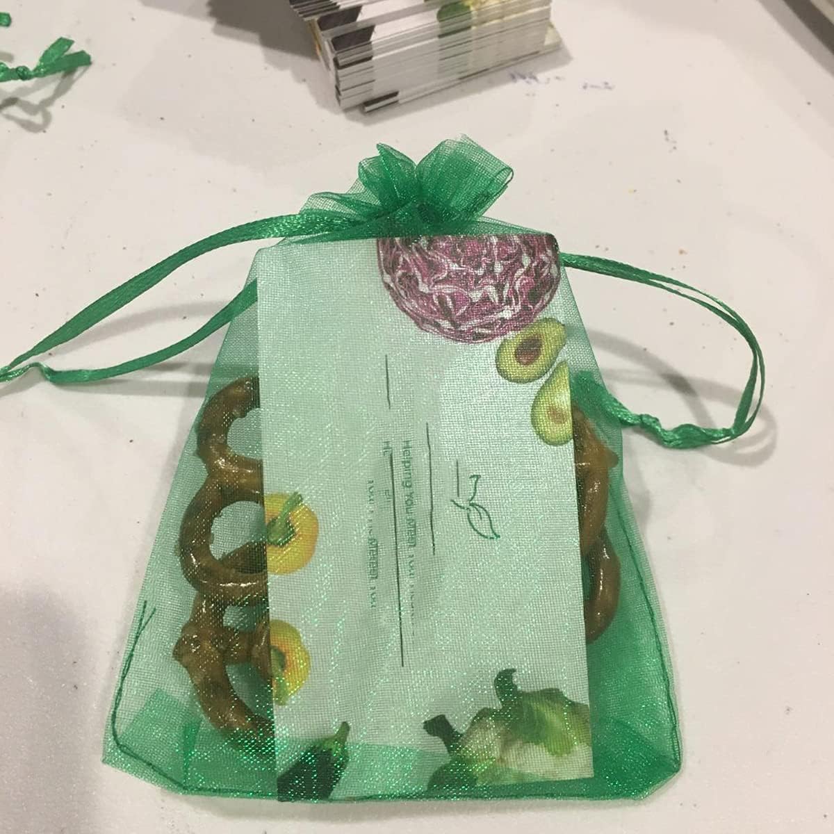 4x6 Inch Organza Gift Bags with Drawstring 50 Count Green Clear Sachet