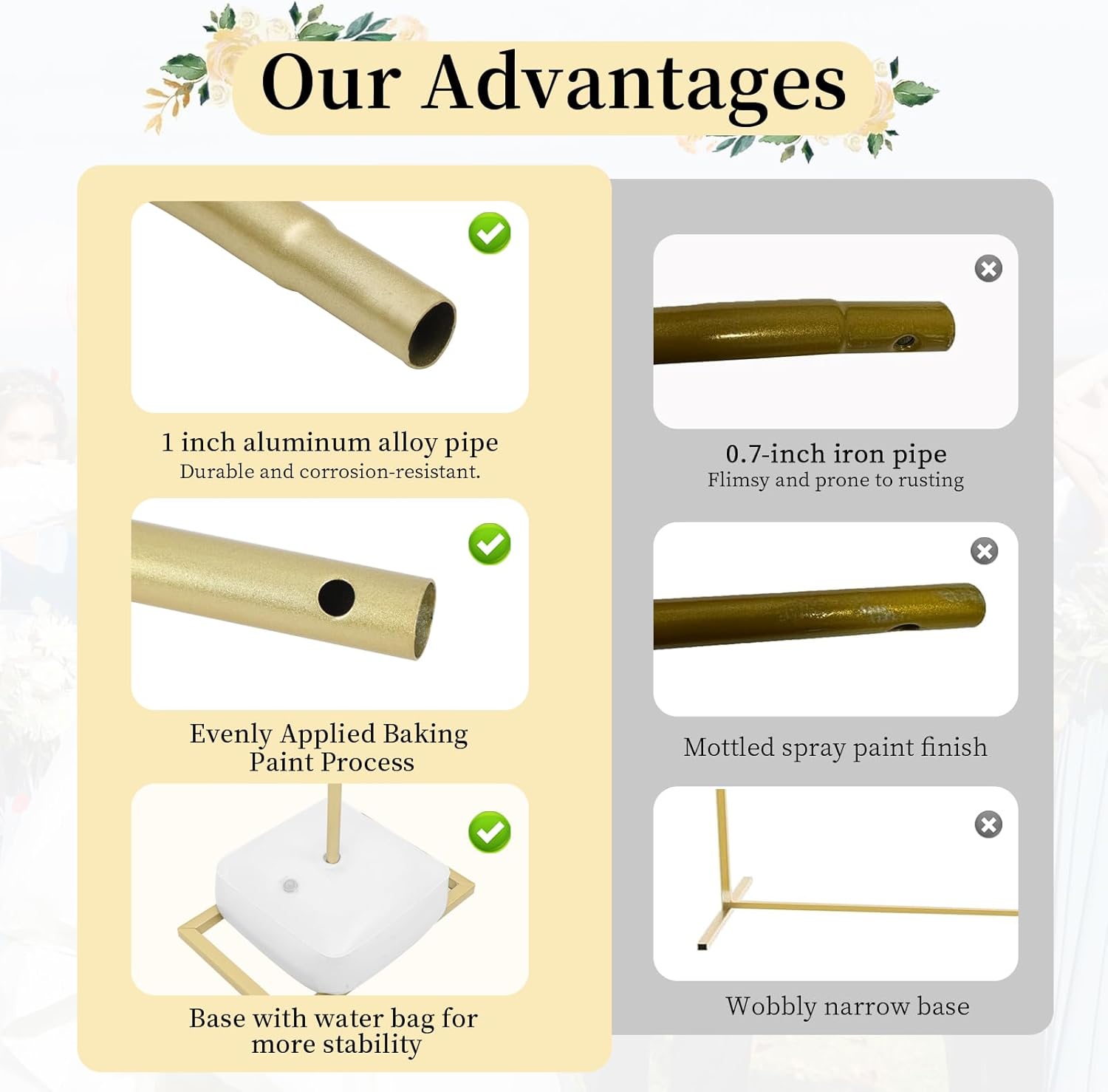 Gold Balloon Arch Stand Kit - 6FT and 8FT