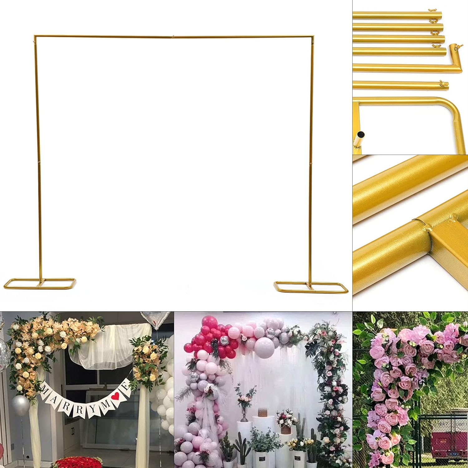 Gold Iron Square Wedding Arch Decor 66ft x 69ft