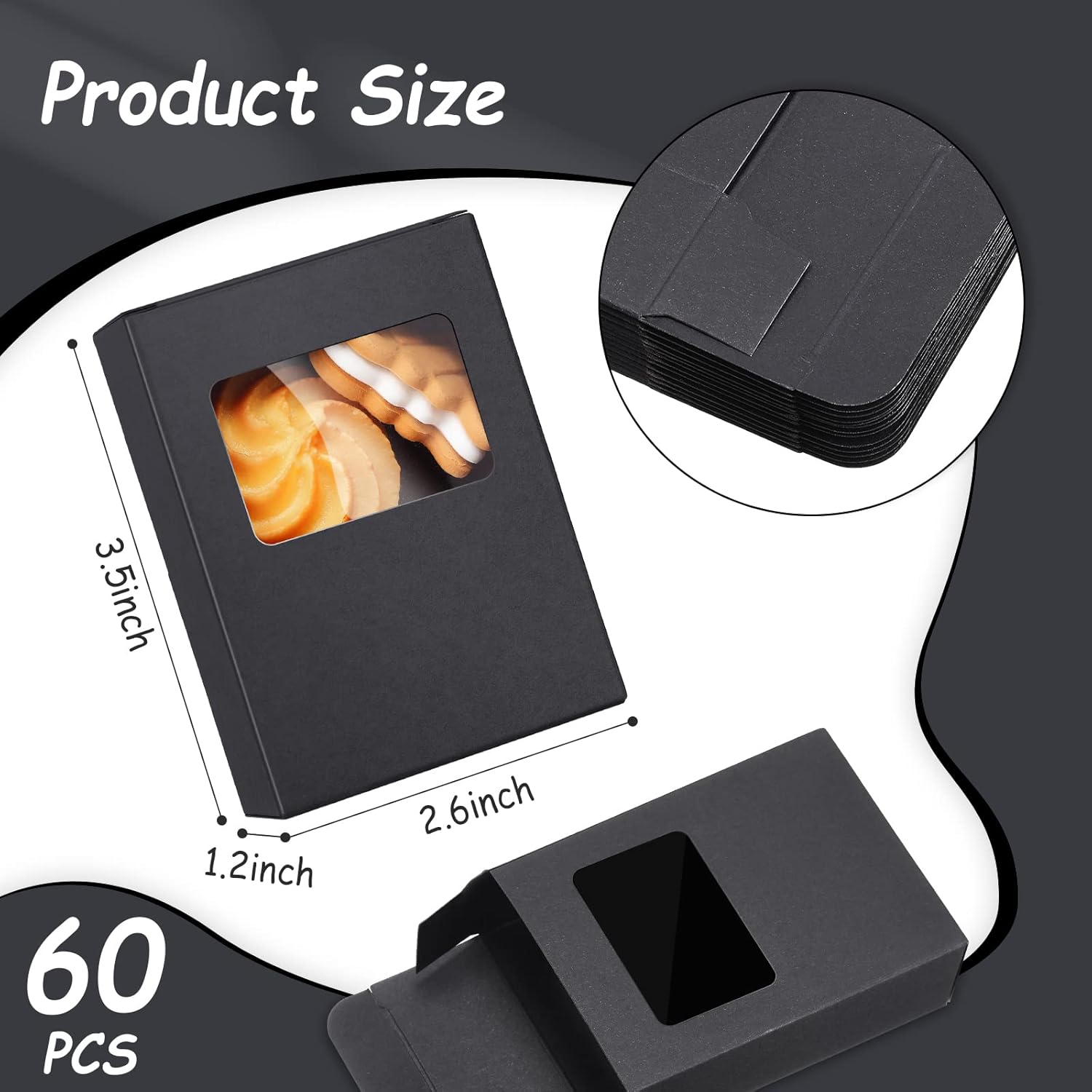 60 Pieces Black Kraft Soap Boxes with Window