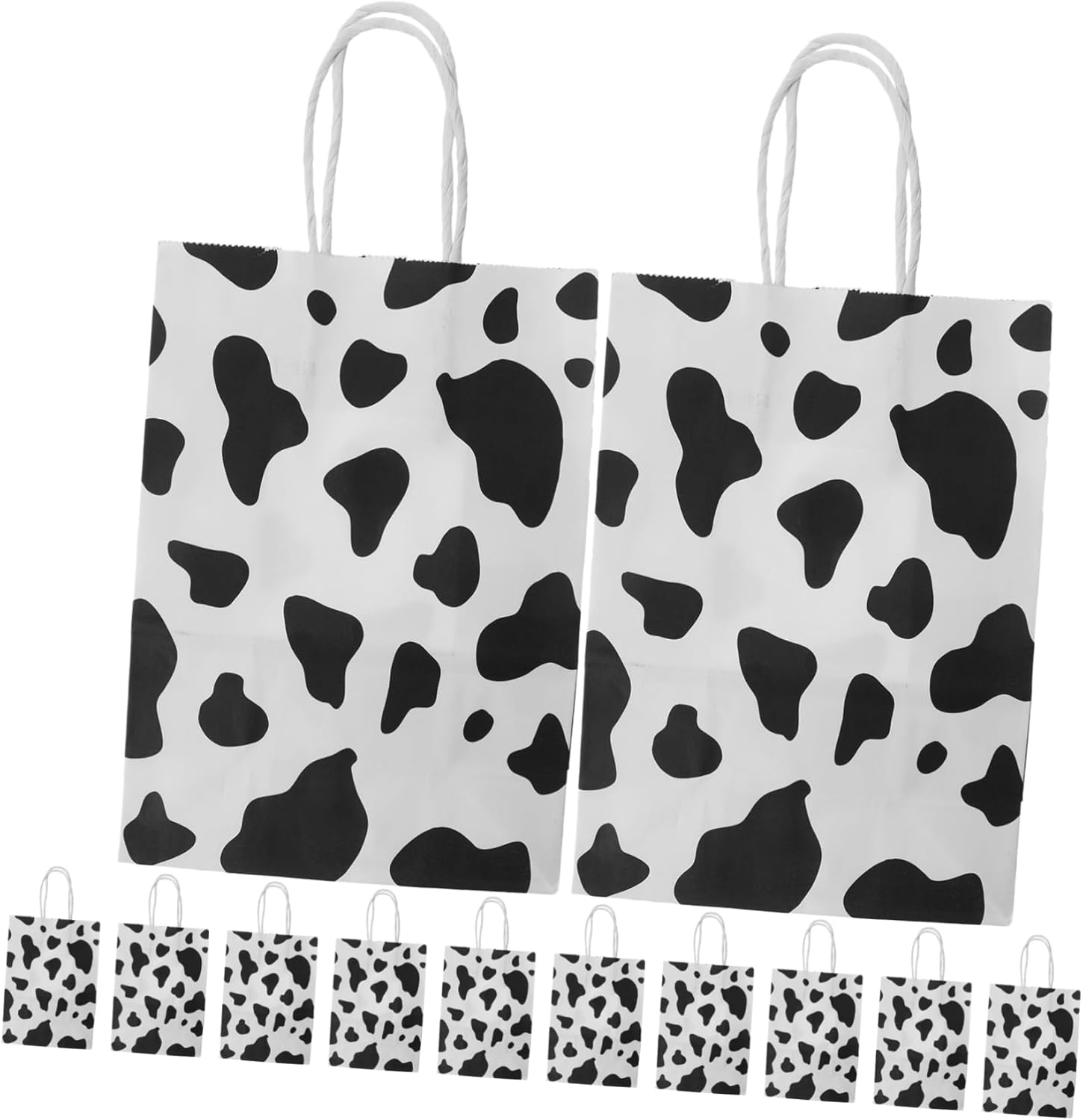 12pcs Cow Print Kraft Paper Bags for Parties and Gifts
