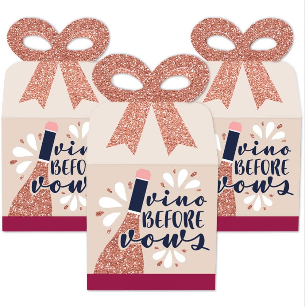 Big Dot of Happiness Vino Before Vows Bow Boxes Set of 12