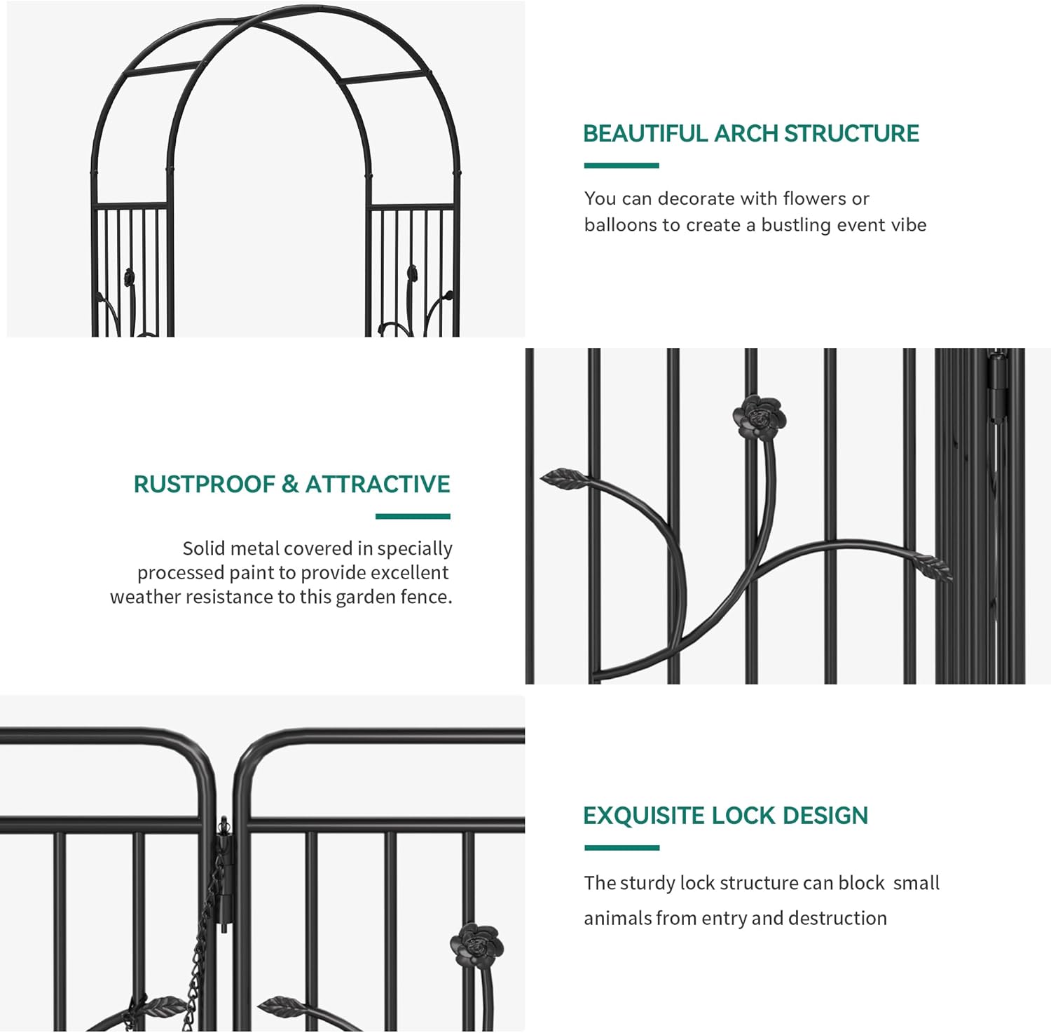 YITAHOME Metal Garden Arbor with Gate