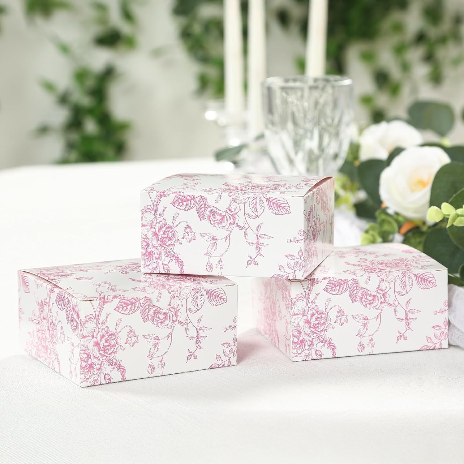 Efavormart 25 Pack Matte Pink White Gift Boxes