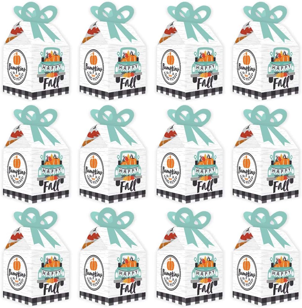 Big Dot of Happiness Happy Fall Truck Bow Boxes Set of 12
