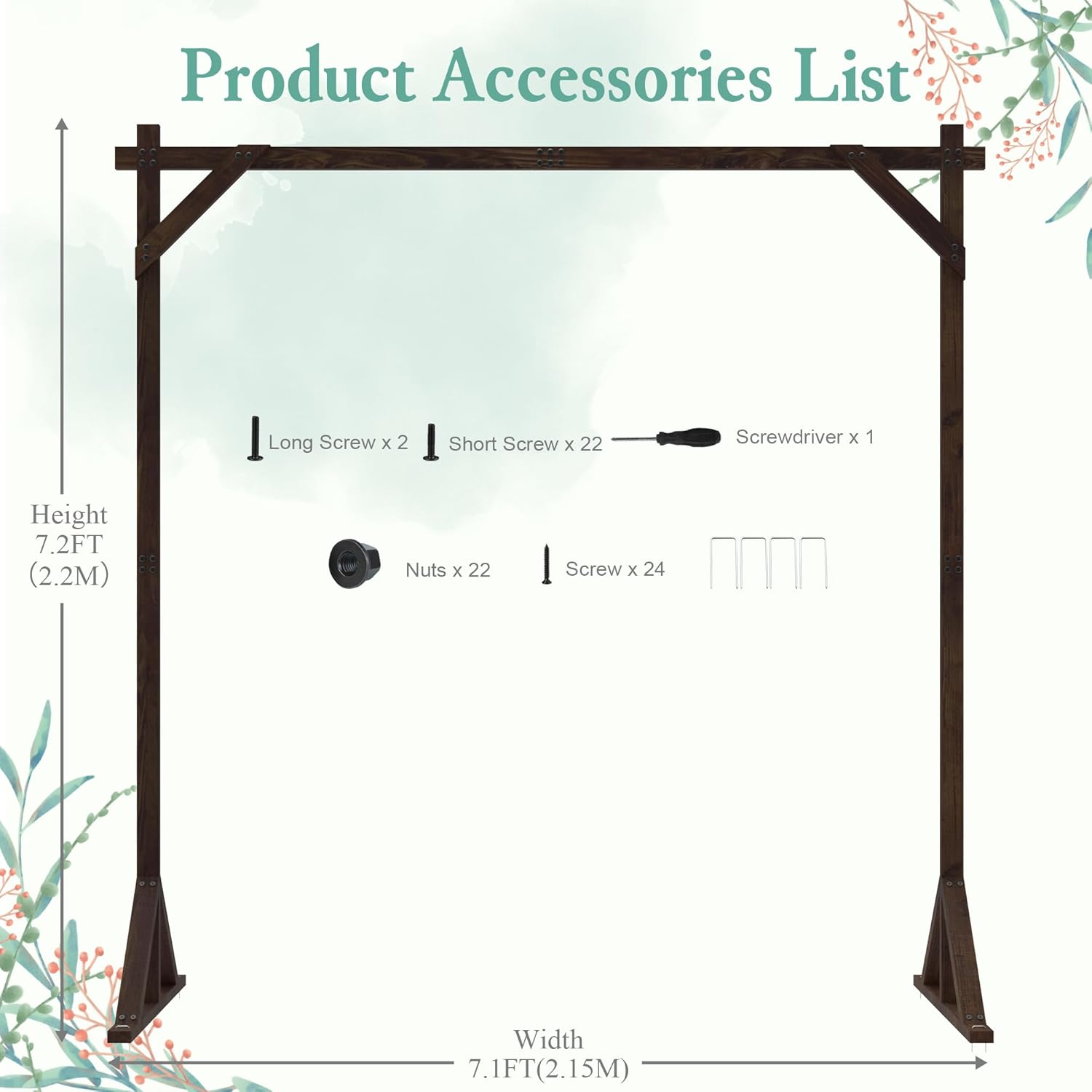 72FT Square Wooden Wedding Arch Backdrop Stand