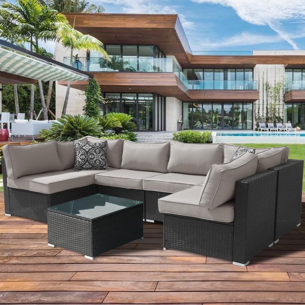 14Pcs Outdoor Cushion Covers with Zipper for 6-Seater Patio Set