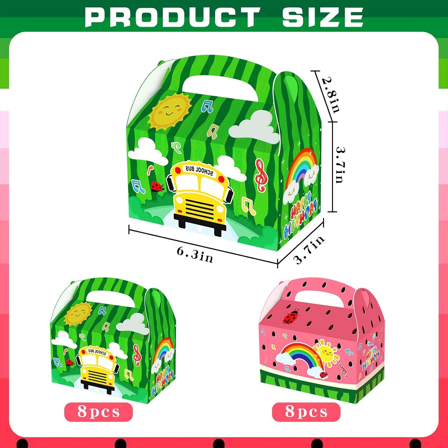 16 Pcs Cartoon School Bus Melon Party Favors