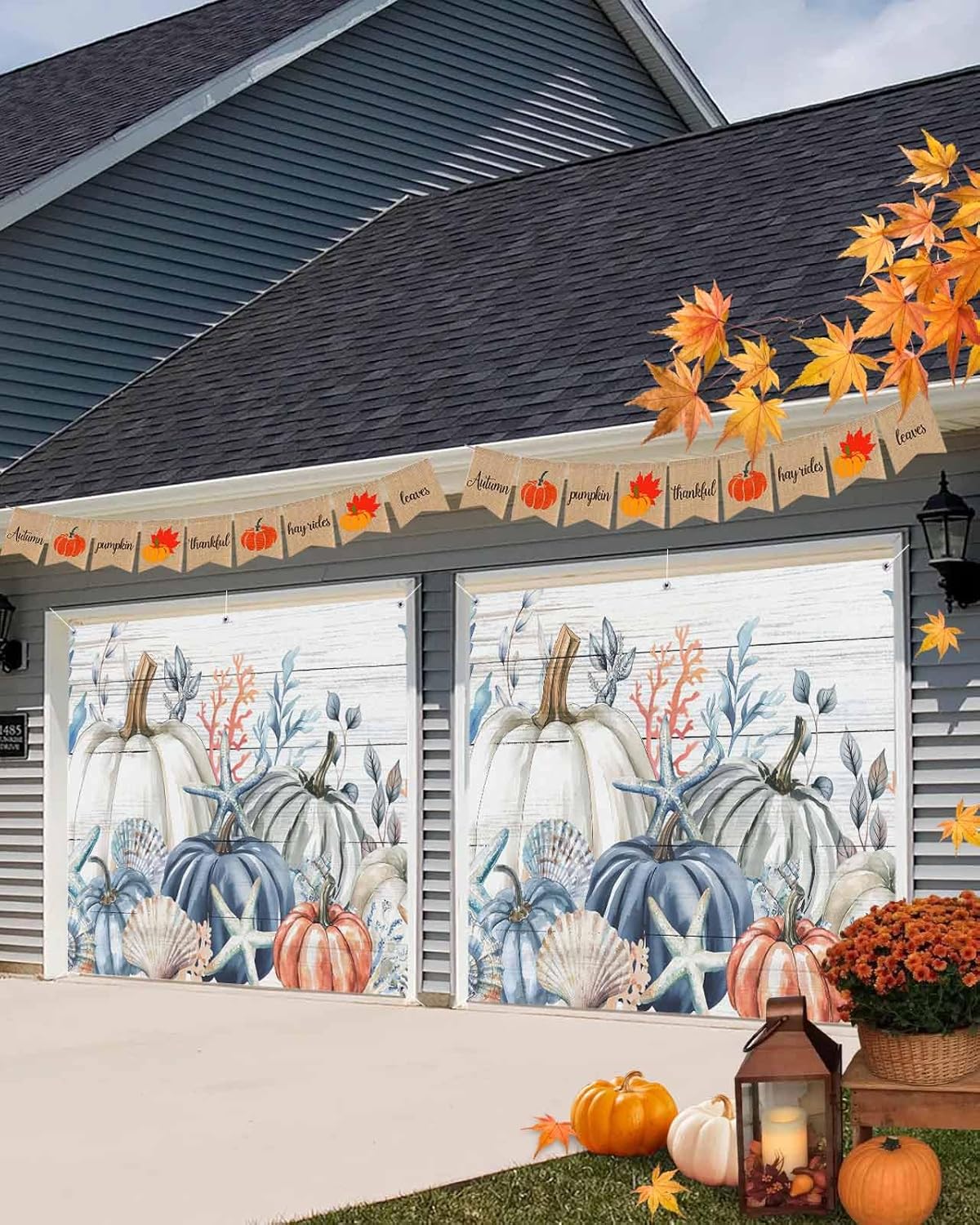 IDOWMAT 7x8ft Garage Door Cover with Grommets