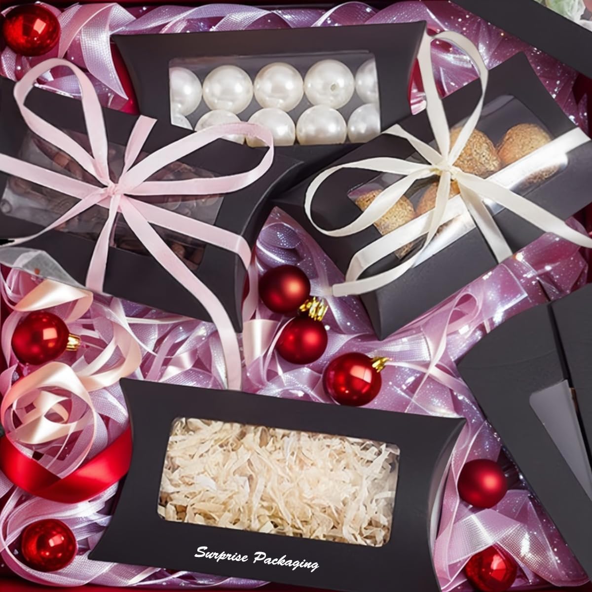 80 Pcs Pillow Gift Boxes with Clear Window