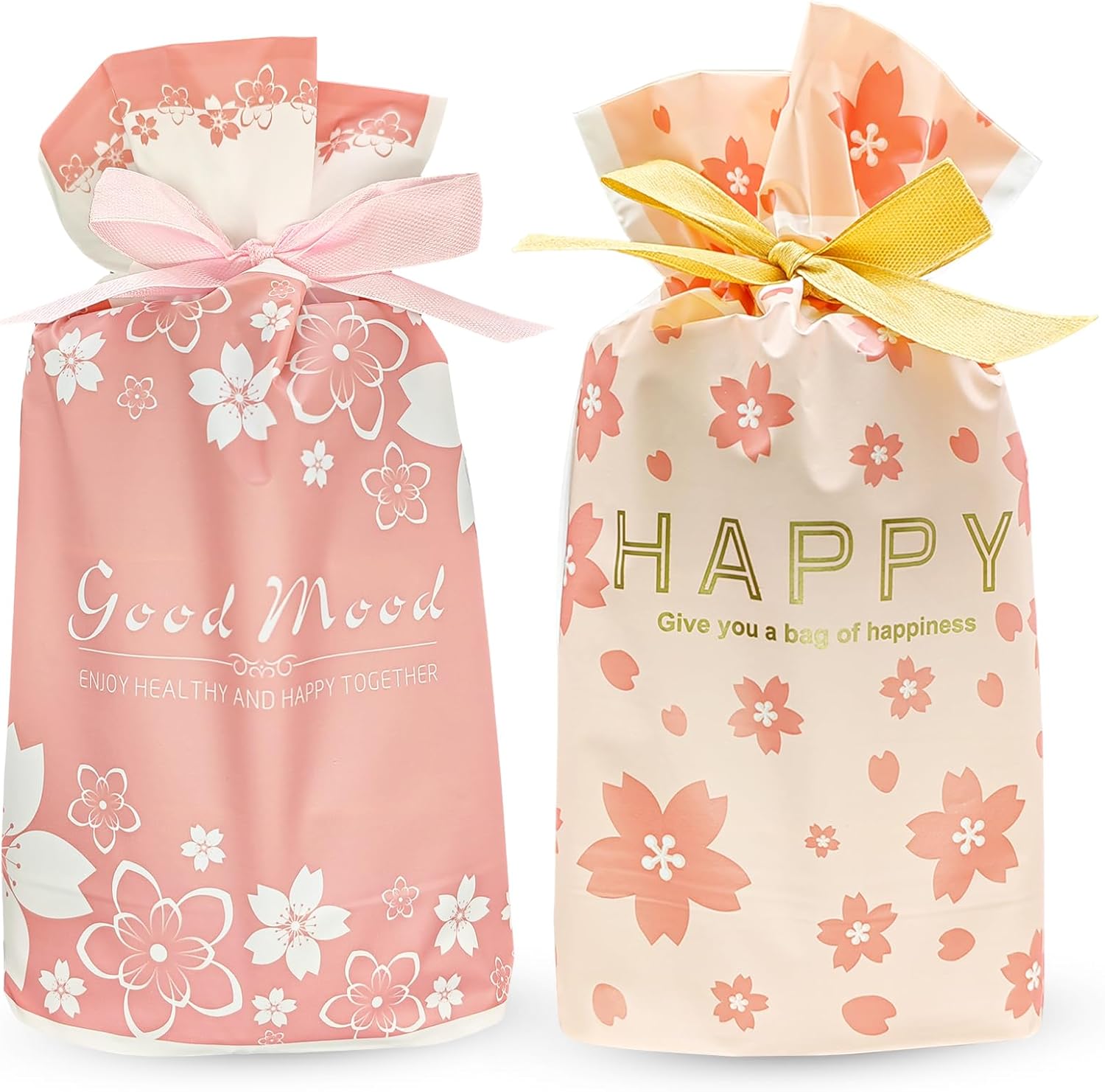 Bomvabe 20 Small Gift Bags with Drawstring 9 x 6 Pattern Blossom