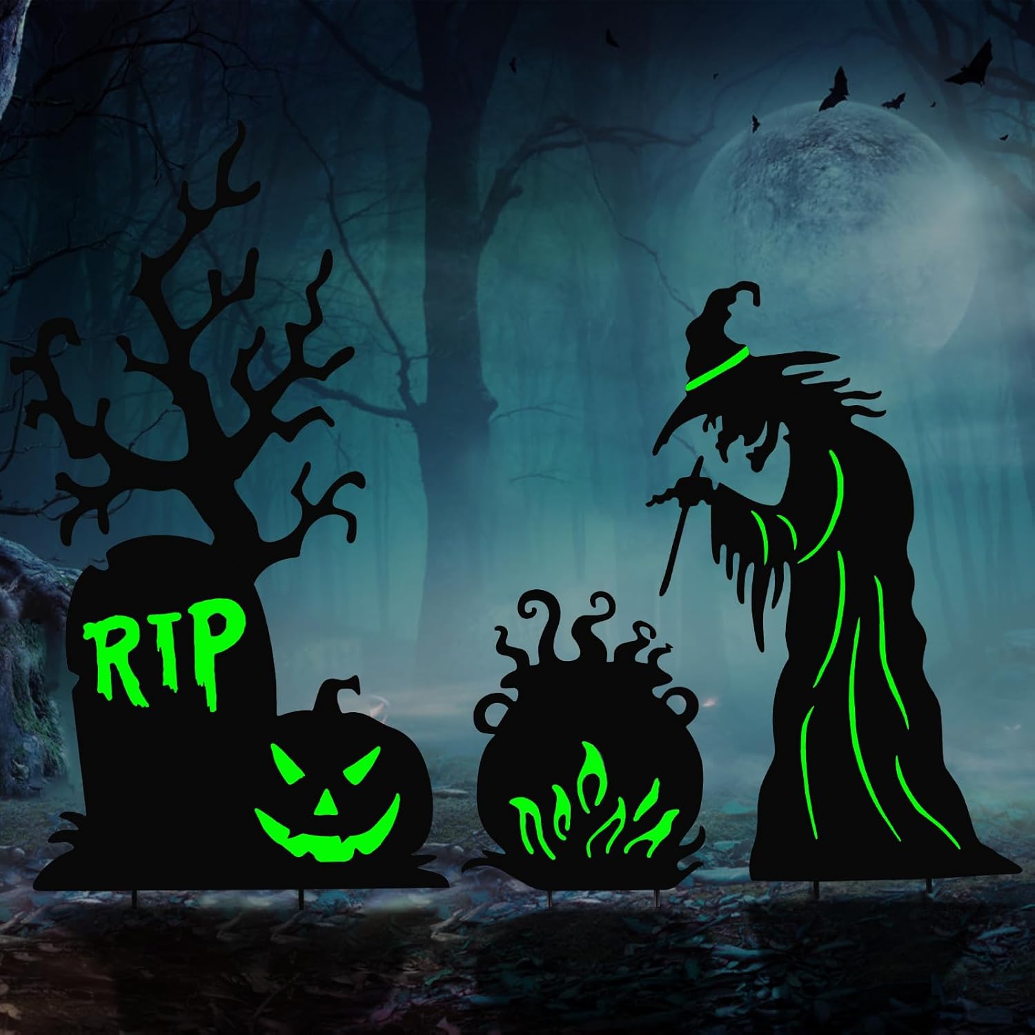 BRIGHTDECK Halloween Yard Signs 3 Pack Outdoor Decorations