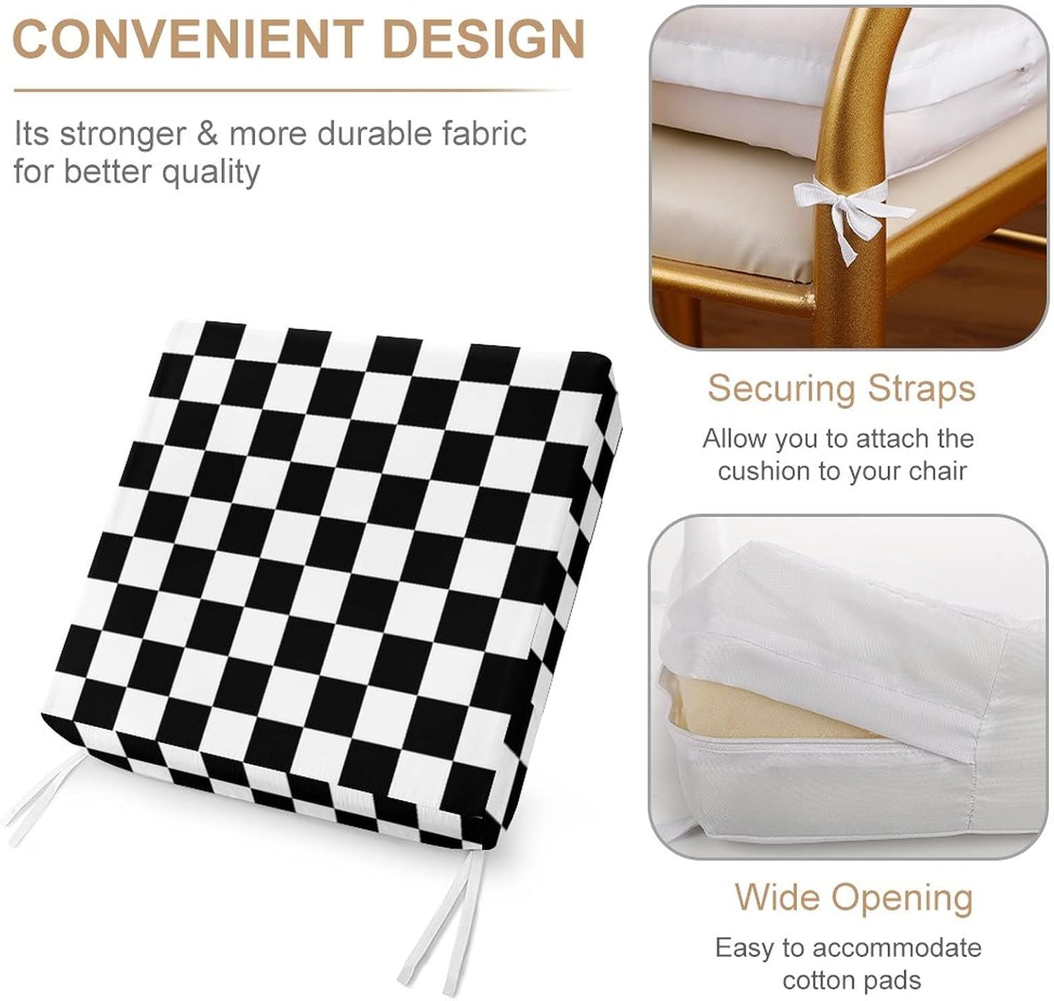 Black White Race Checkered Flag Pattern Seat Cushion Cover Replacement
