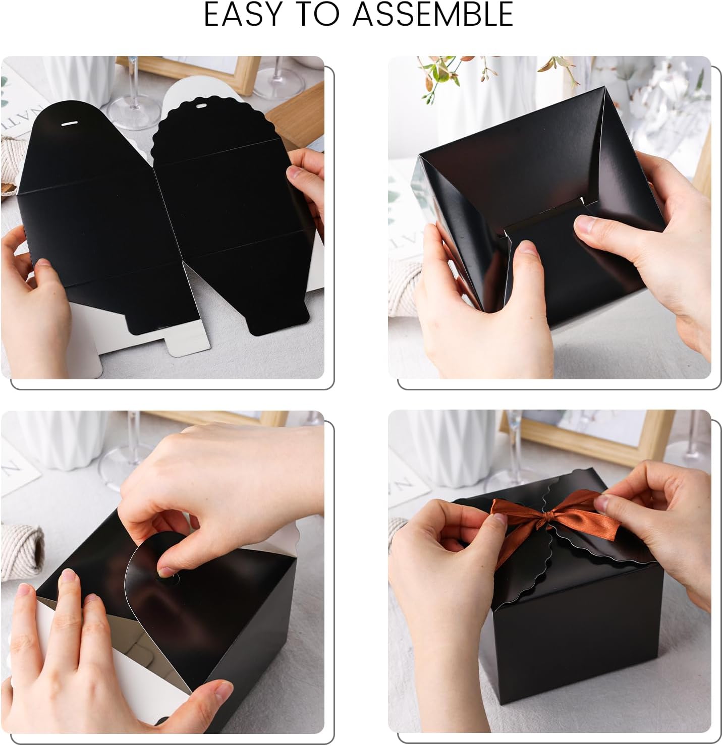 VGOODALL 10PCS Black Gift Boxes with Ribbons