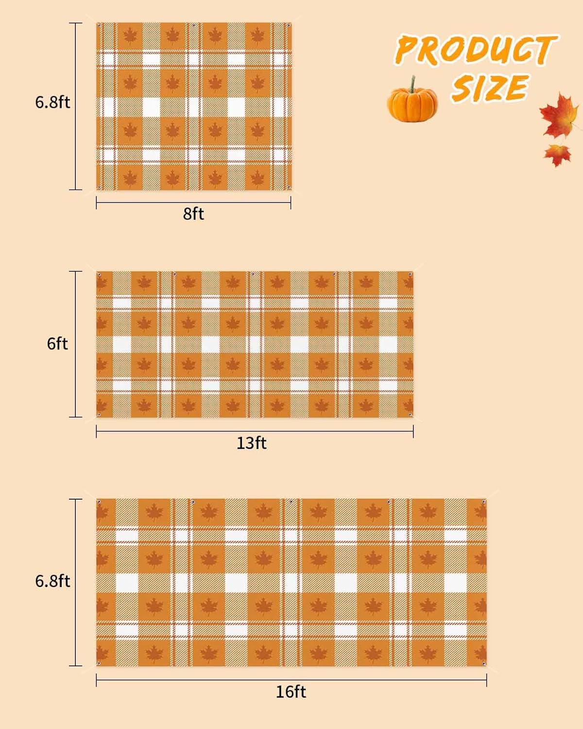 Thanksgiving Garage Door Cover 7x8ft Maple Leaf Design