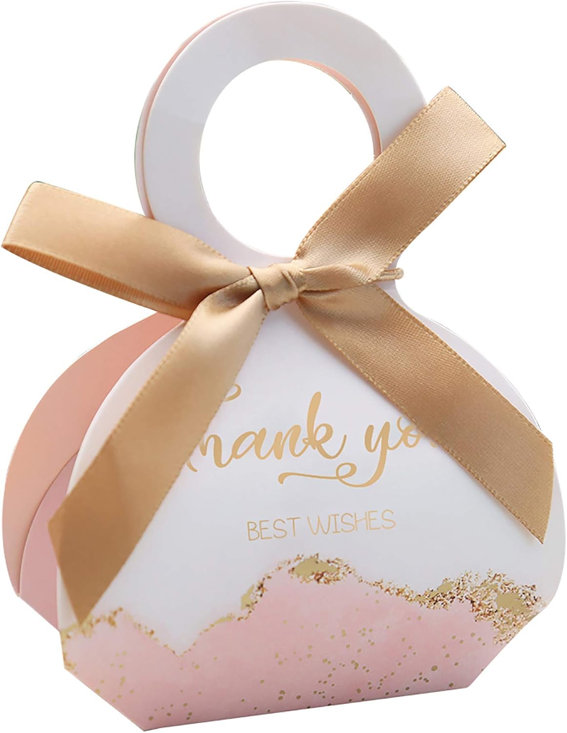 DORIS HOME 50 Pcs Pink Wedding Favor Boxes with Ribbons
