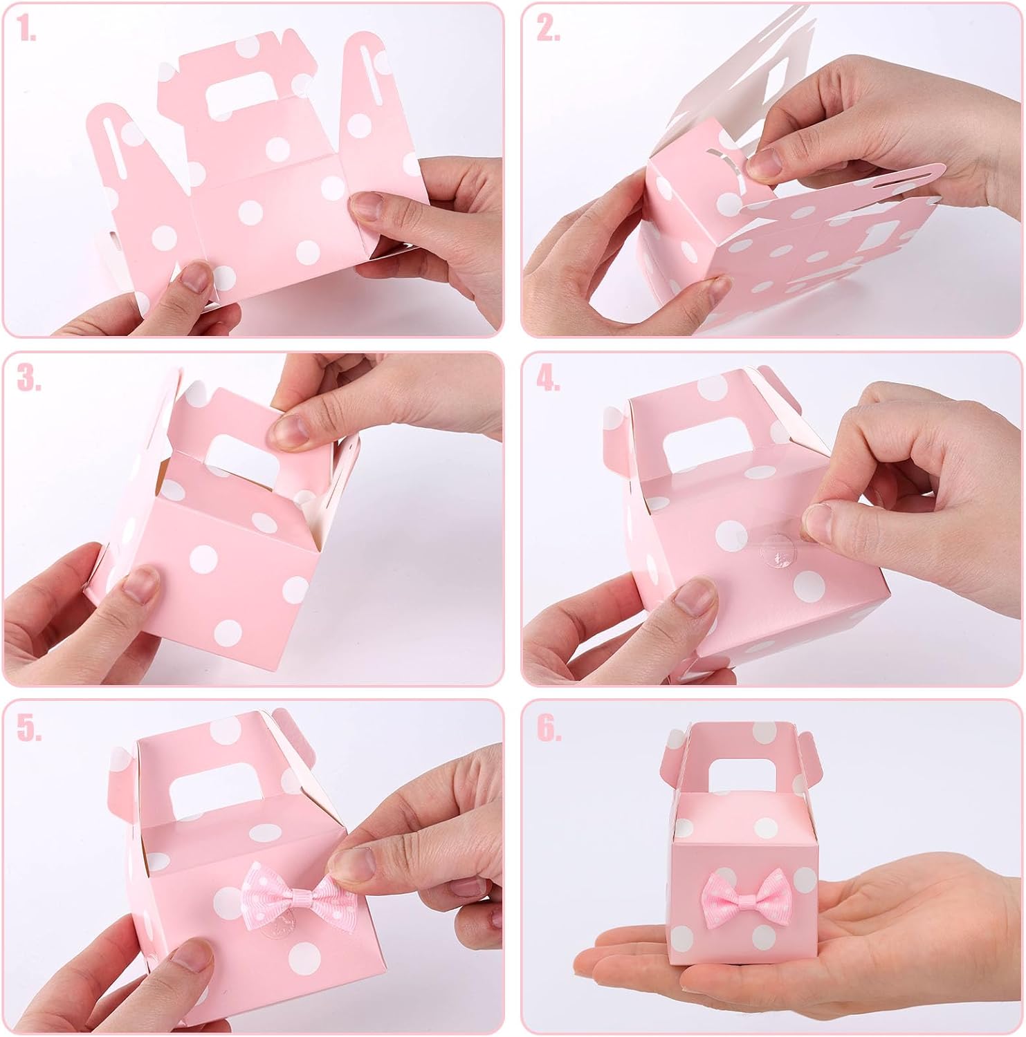VGOODALL 30PCS Party Favor Boxes Pink Polka Dot Small Treat Bags