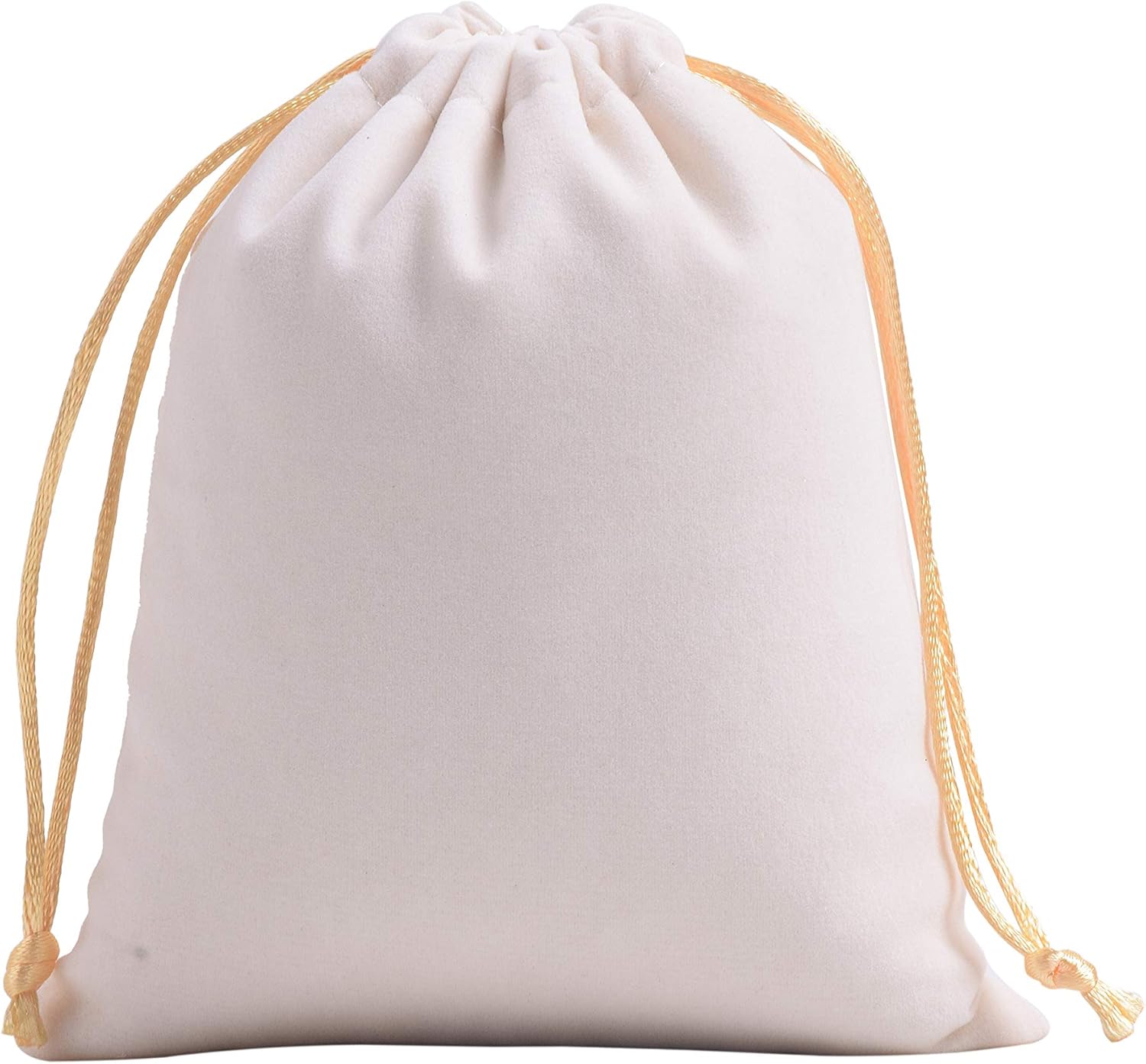 Sansam 50pcs Cream Velvet Drawstring Bags for Jewelry and Gifts