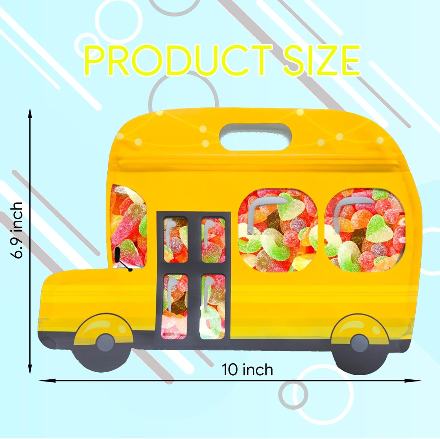 12Pcs Yellow School Bus Goodie Bags with Handles Ziplock