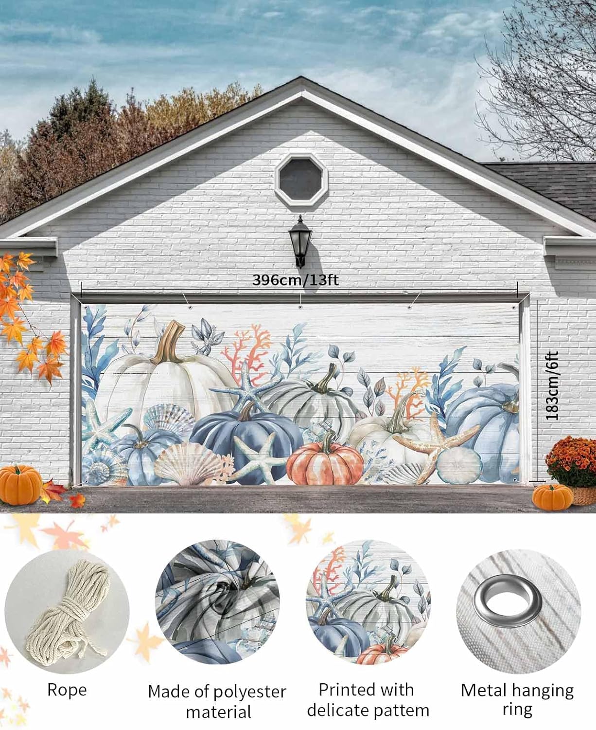 IDOWMAT 7x8ft Garage Door Cover with Grommets