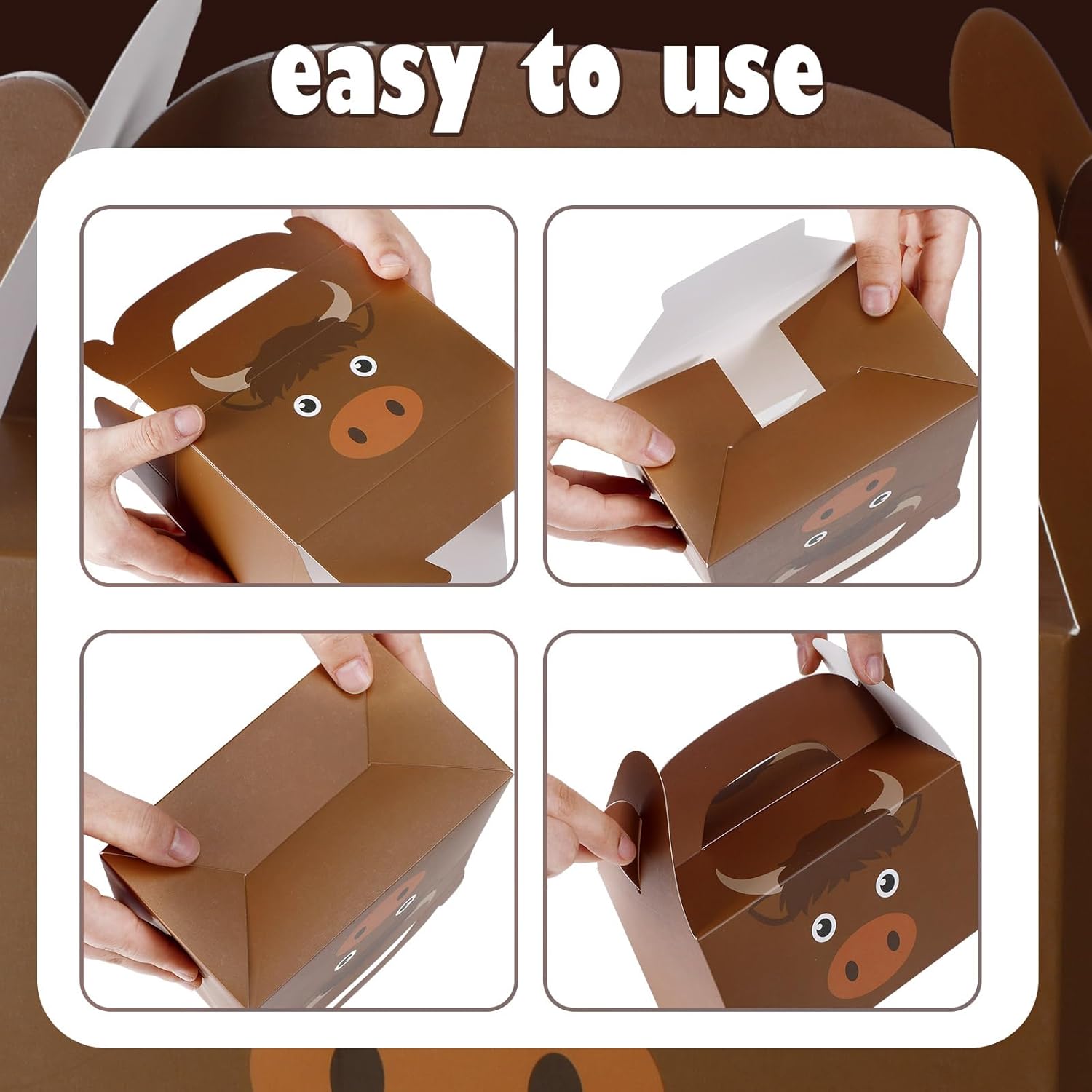 Cholemy 24 Pcs Cow Print Treat Boxes for Cowboy Birthday Party Supplies