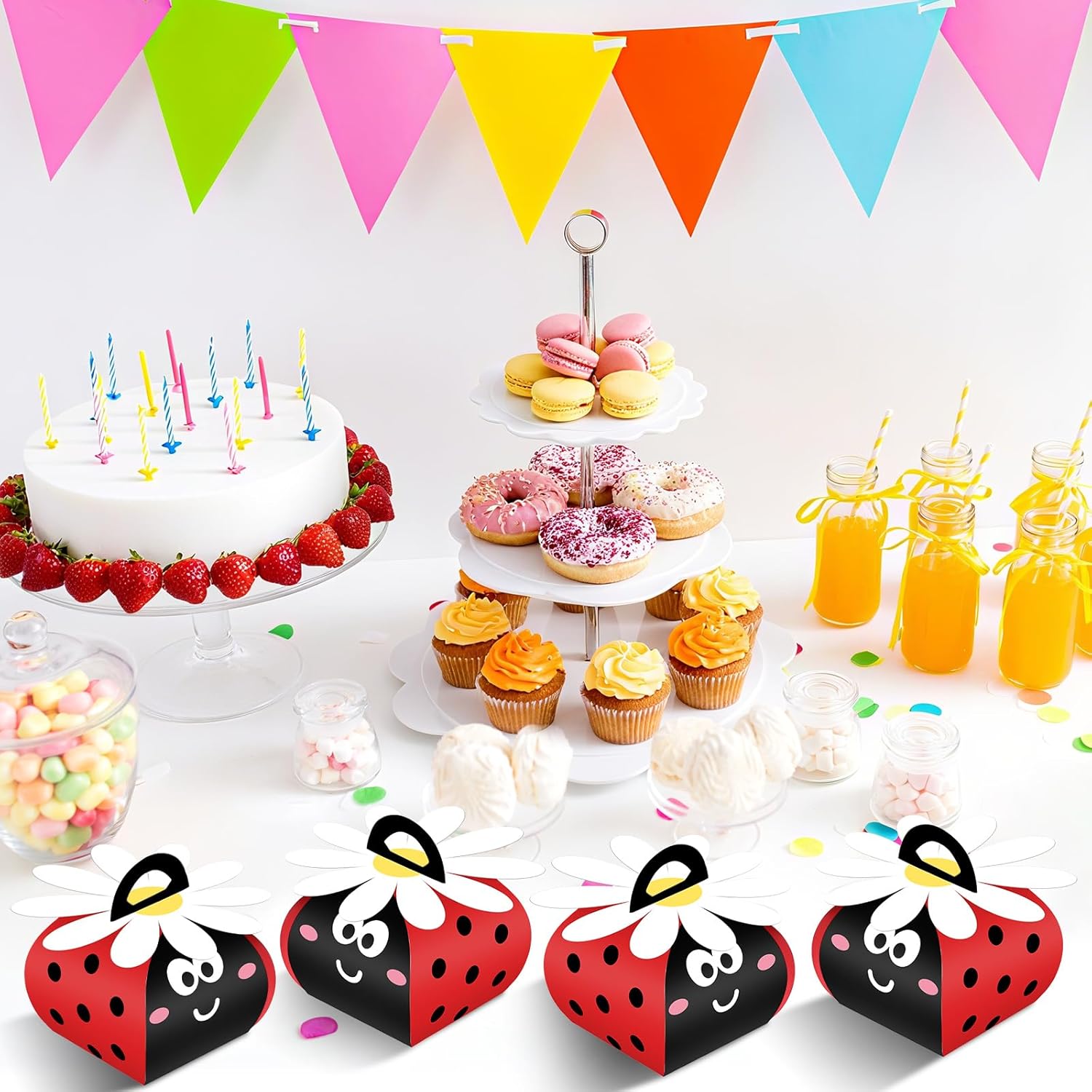 Humyoun 36 Pcs Ladybug Gift Boxes Party Favor Treat Bags
