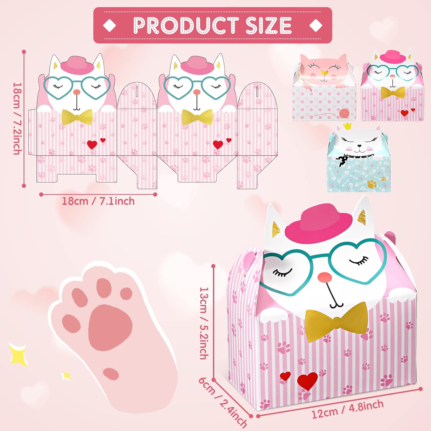 Zonon 24 Pcs Cat Party Favor Boxes