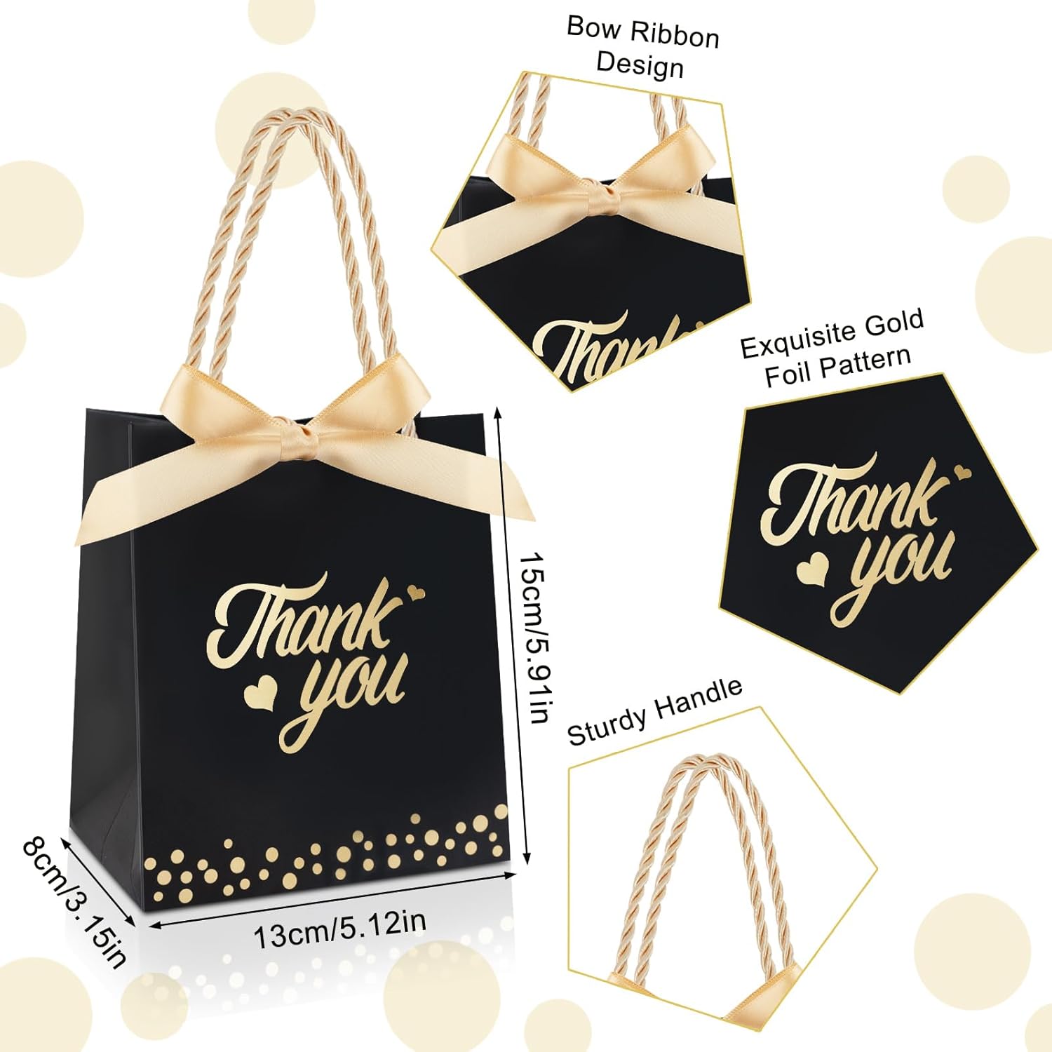 SHAIDOJIO 40 Pack Thank You Gift Bags with Handle