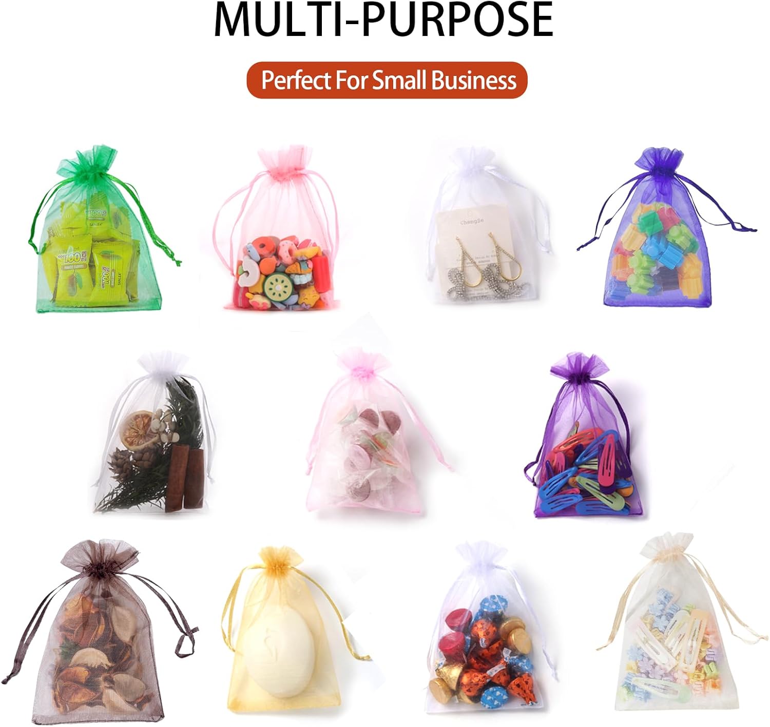 100PCS Multicolor Organza Bags 4x6 Inches Drawstring