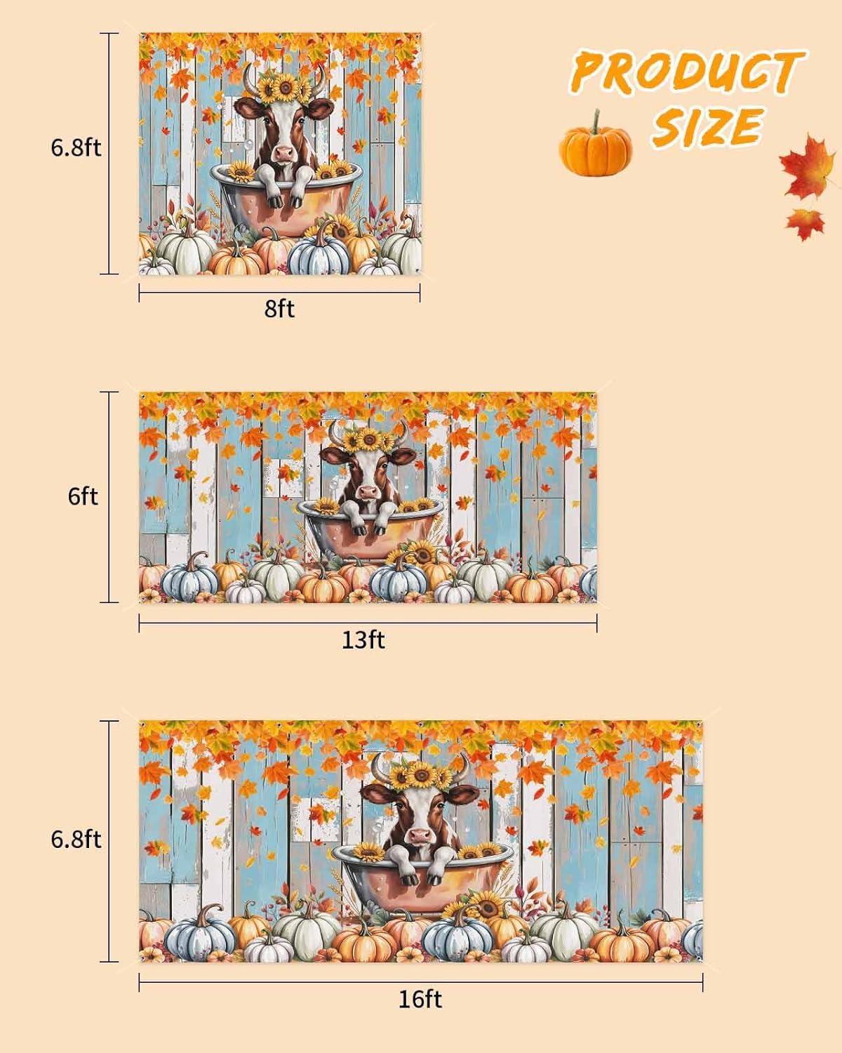 Fall Garage Door Banner Cover 7x8 Ft Thanksgiving Decor