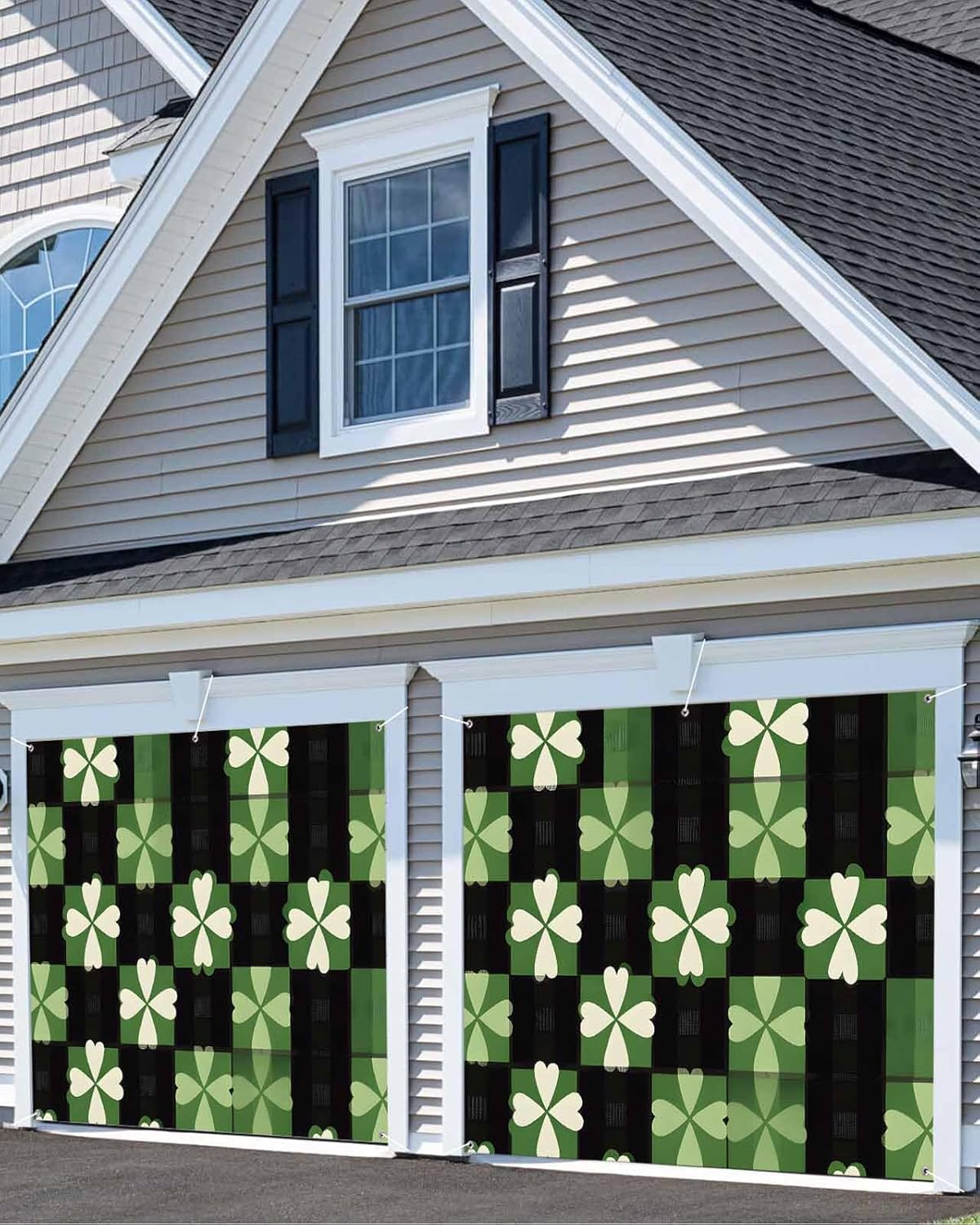 7x8ft St Patricks Day Plaid Garage Door Cover with Grommets