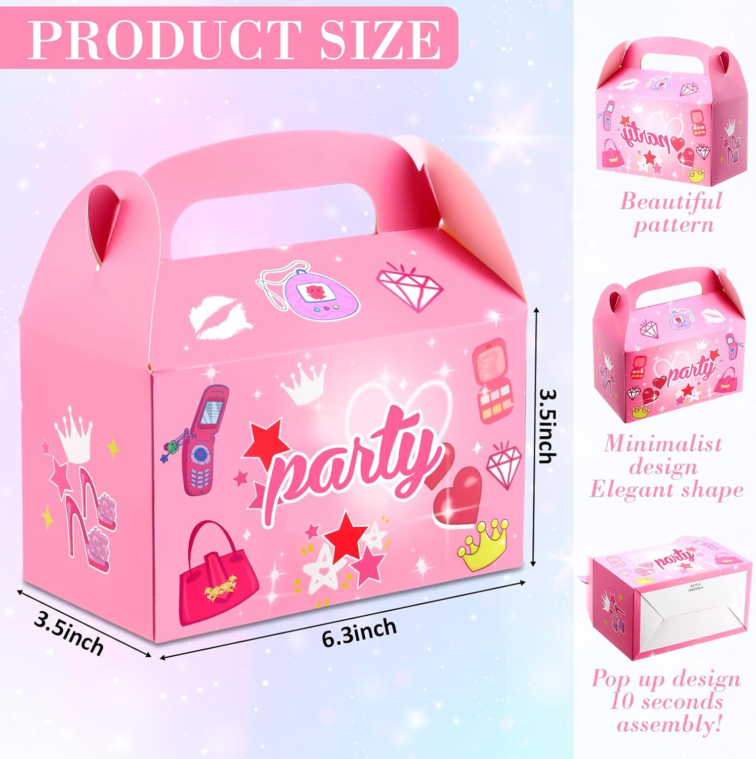 Motiskyy Blue Pink Goodie Bags 12 Pcs Gift Boxes with Handle