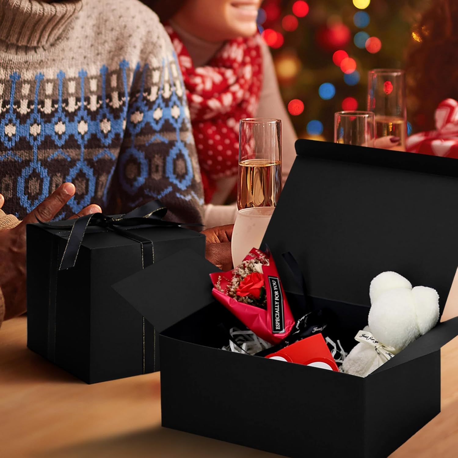 Aosric 24 Pack Black Gift Boxes 4x4x4